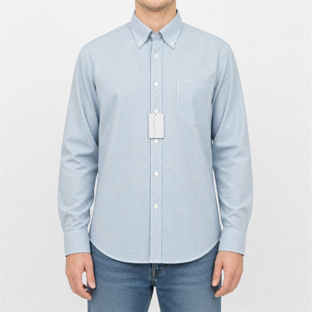 NEW Martin Shirt Mens Medium Blue White Check Timeless As The Game Button-Up
